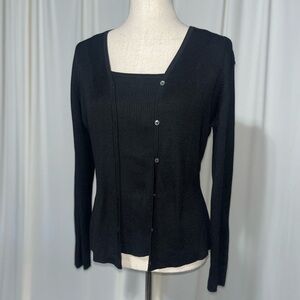 Finity Naturals Black Silk Blend Women's Cardigan Set with Matching Tank